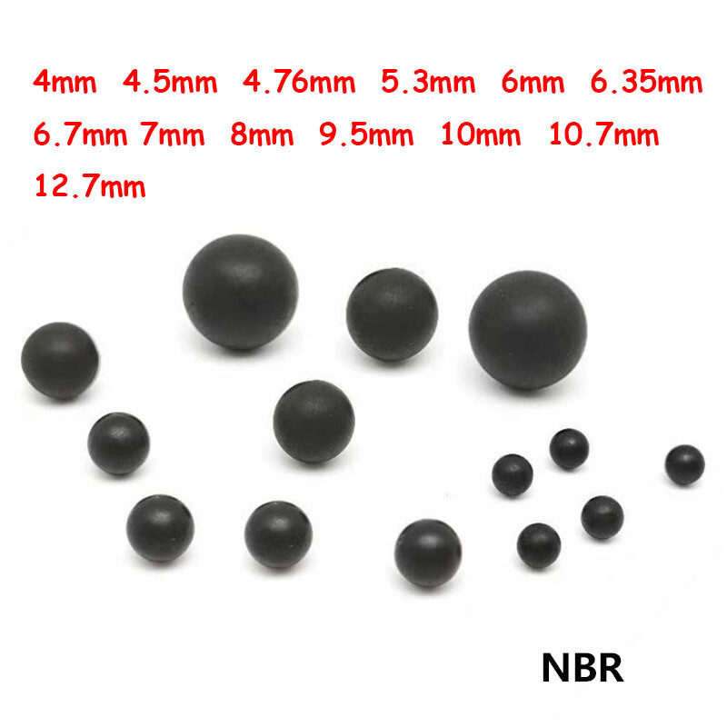 Black Solid Nitrile Rubber Balls 4mm 4.5mm 4.76mm 5.3mm 6mm 6.35mm 6.7mm -12.7mm