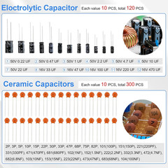 Electronic Component Kit, 1628 Pcs DIY Electronics Kit with LED Diodes, Diodes,