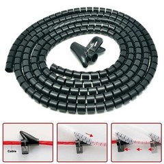 4.92Ft 0.6″ (1.5M) Spiral Cable Zip Wire Wrap Tube Computer Manage Cord Black