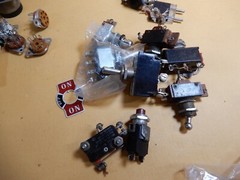 Vintage Electronic Components Bulbs Toggles Test Points Tube Sockets Transistor