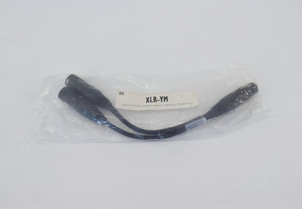 Bescor XLRYM 4-Pin XLR Female to Male 5″ Power Y-Adapter Cable – NEW Surplus!