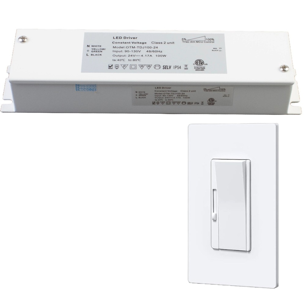 24v 96w dimmable LED driver ETL power supply+ Wall dimmer rocker switch