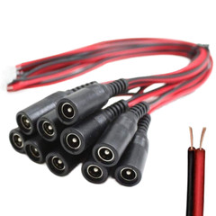 DC Power Female Pigtail Connectors, 2.1 x 5.5mm, Copper, 10 Pack, 10 inch, NEW