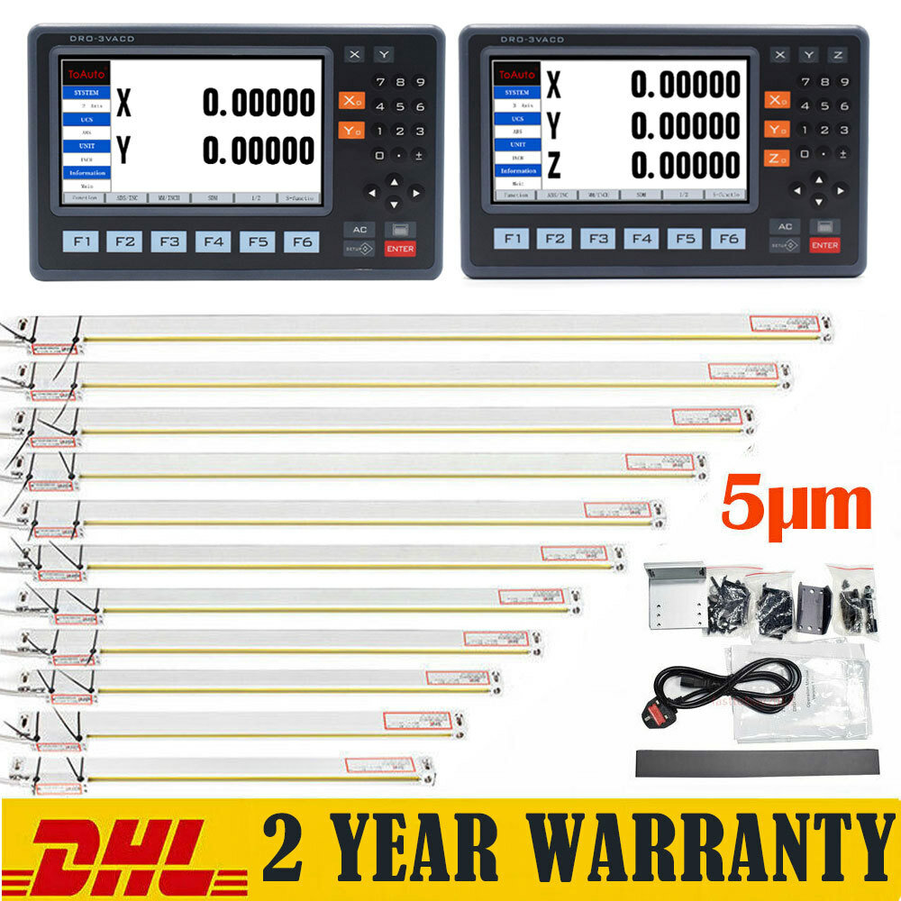 8″ LCD Screen Digital Readout DRO Display w/ Linear Glass Scales, DHL Shipping