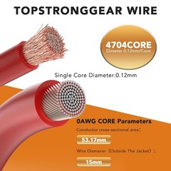 TOPSTRONGGEAR 0 Gauge 25ft Black and Red 0 Gauge, &
