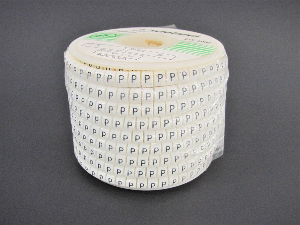 (1000x) Wieland Size 5, Letter P Slip On Wire Marker, .160″ to .215″ OD, Z Type