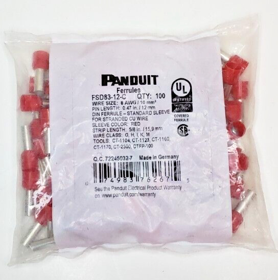 PANDUIT FSD83-12-C PANDUIT FERRULES FSD83-12-C (QTY. 100)