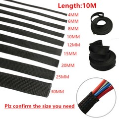 5/10M Black Expandable Wire Cable Sleeving Sheathing Braided Loom Tubing