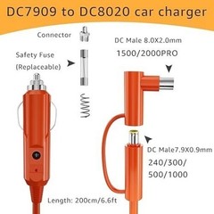12V/24V Car Charger 14AWG, 15A DC 8.0mm Car Cigarette Lighter Charging Cable wit