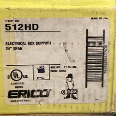 NEW ERICO CADDY 512HD Heavy Duty T-Grid Electrical Box Hanger/Support Span 24″