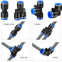 Pneumatic Push In Fitting Air Water Pipe – All Type Fittings Various Sizes