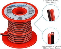 20 Gauge Flexible 2 Conductor Parallel Silicone Wire Spool Red Black High Res…
