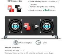 3000 Watt Pure Sine Wave Power Inverter 24VDC to 120VAC 6000W Peak Built-in Soft