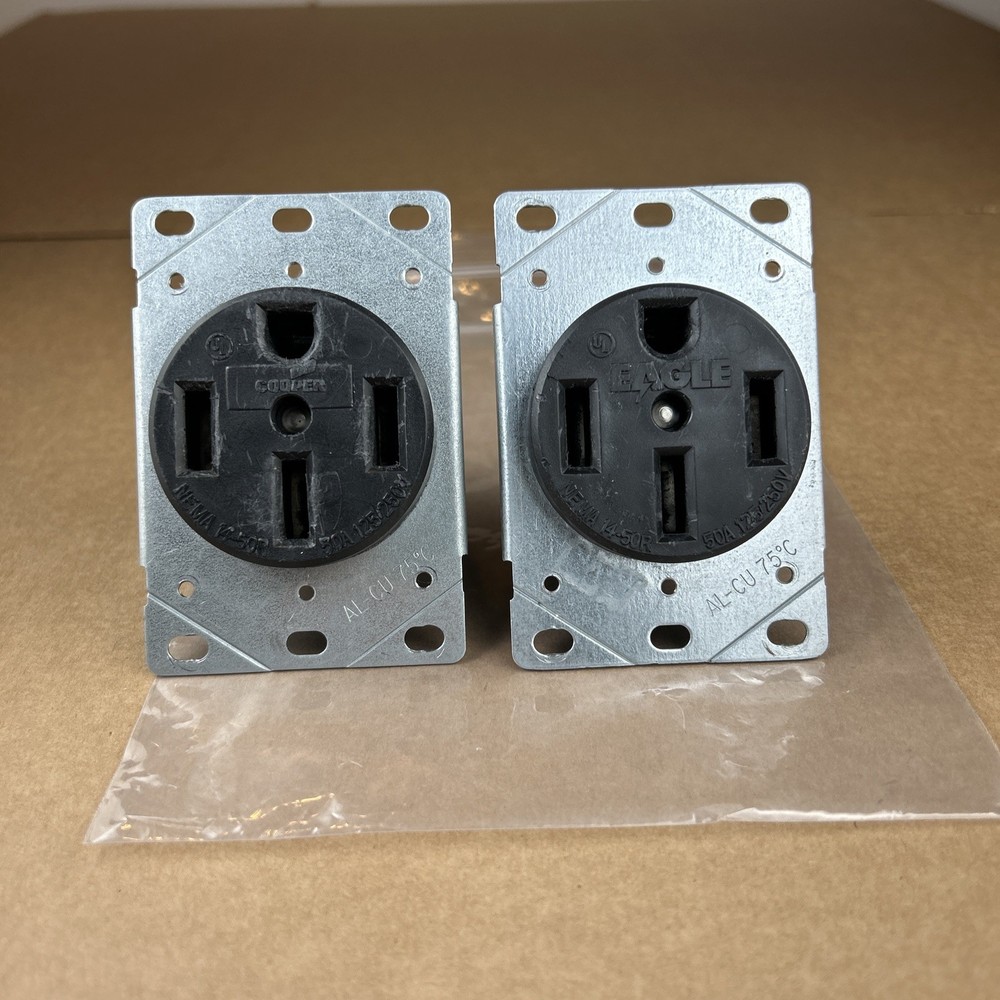 Lot of (2) NEMA, 14-50R, 50 Amp, 125/250V, 3-pole 4-Wire Receptacles