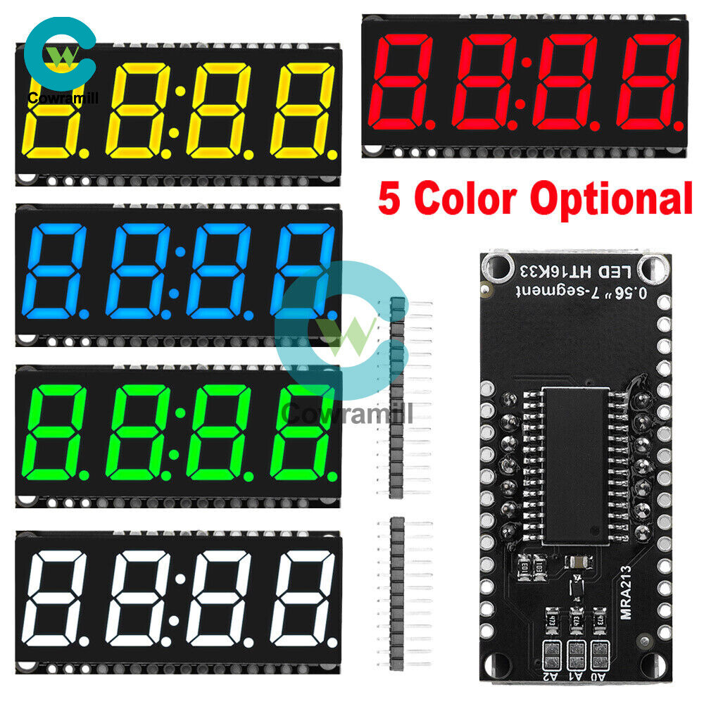 0.56-inch 4-bit 7 Segment LED Display Module Clock Module HT16K33 Driver I2C