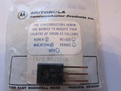 MAC11-6 Motorola Silicon Controlled Rectifier Triac 400V, 10A, 50mA, Gold Lead 1