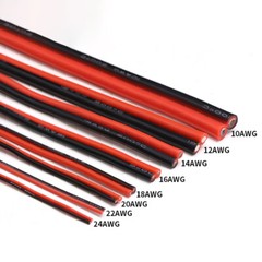 8AWG-28AWG 2 Pins Cable Flexible Silicone Wire Black Red Led Flat Electric Wire