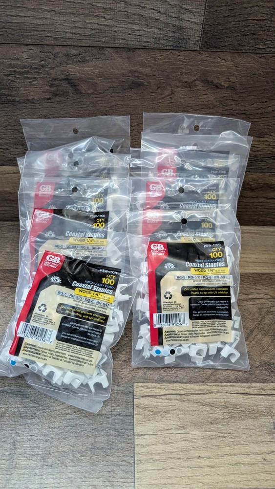 Gardner Bender Coax Staples PSW-100B Wood 1/4″ RG-6/RG-59 10x 100 Pack New