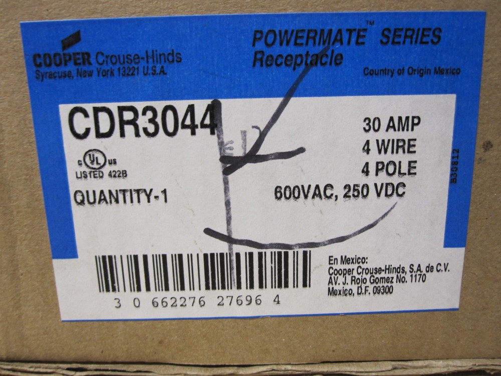CDR3044-COOPER Crouse-Hinds POWERMATE SERIES RECEPTACLE