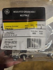 GE TNIA63 100 Amp 600 Volt Insultated Groundable Neutral FREE SHIPPING TNIA63