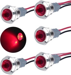 5 Pcs 12mm 110V 220VAC Metal LED Indicator Light 1/2 Mounting Hole Waterproof