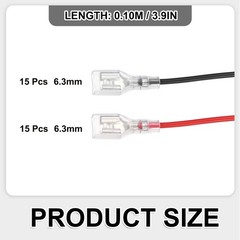 30Pcs Female Spade Crimp Terminal 6.3mm 10cm Wires