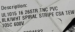 Southwire/Copperfield #16awg TnCu Boat Cable Hook-Up Wire 1015 Black/White/100ft