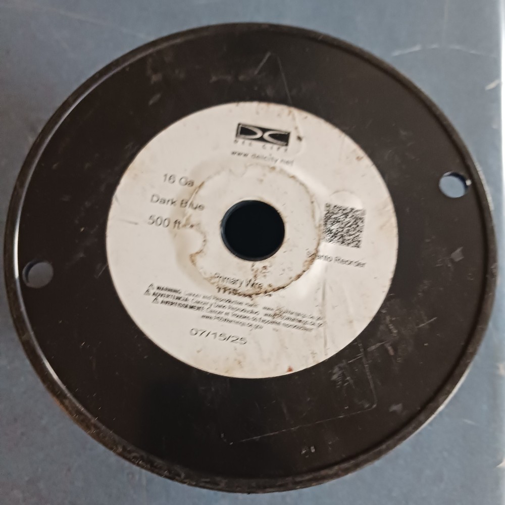 Del City Primary Wire 16 AWG, Dark Blue, 500 FT, 60V DC, PVC