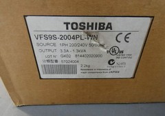 Toshiba VFS9S-2004PL-WN Transistor Inverter, 1PH 200/240V 50/60Hz, 3.3A-1.3kV…