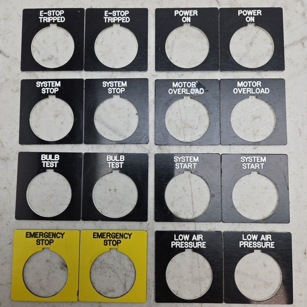 16 Pack Allen Bradley 30mm Push Button Legend Plate Mixed Lot See Pictures