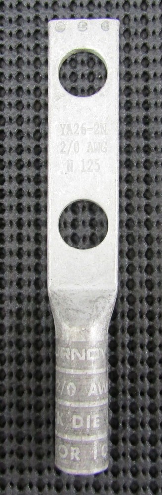 BURNDY YA262N 2/0AWG 2-HOLE LONG-BARREL COMPRESSION LUG – LOT OF 5 / NEW NO BOX