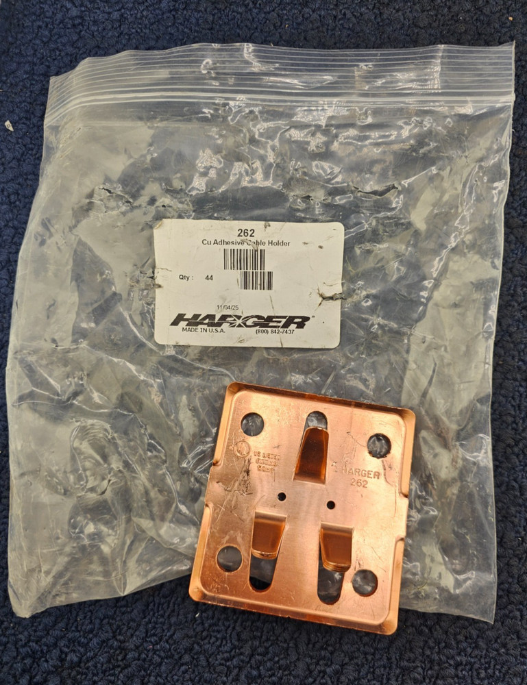 (QTY 11) Harger 262: CU Adhesive Cable Holder
