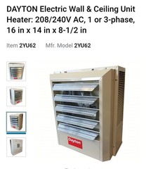 BRAND NEW, Dayton Electric Wall & Ceiling Unit Utility Heater 2YU62