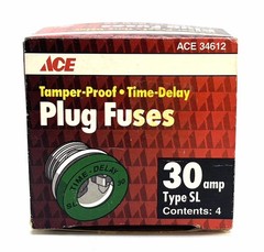 ACE SL30 30 Amp 125 Vac Time-Delay Plug Fuses (NIB)(4 PACK)