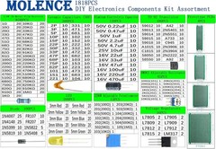 Electronic Components Kit Assortment Resistors 1818PCS LED Capacitors Diodes