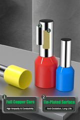 Tinned Brass Wire Connectors Kit, Insulated Bootlace Ferrule Crimp Terminals