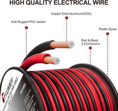 40FT 18 Gauge 2Pin 2 Color Red Black Cable Hookup Electrical Wire LED Strips Ext