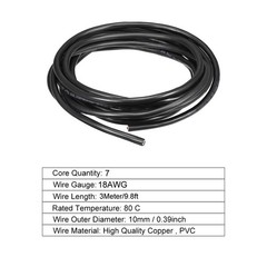 RVV Wire Cable for Car Extension Cord Copper Wire Conductor 7 Core 18 AWG 9.8ft