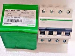 2PCS LOT- Schneider A9N4P25C (MCB) Miniature Circuit Breaker 4P,25A C Curve- NEW