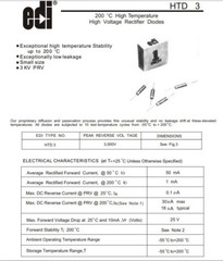 EDI HTD 3 HIGH TEMPERATURE HIGH VOLTAGE RECTIFIER DIODE 3KV PRV 50mA LOW LEAKAGE