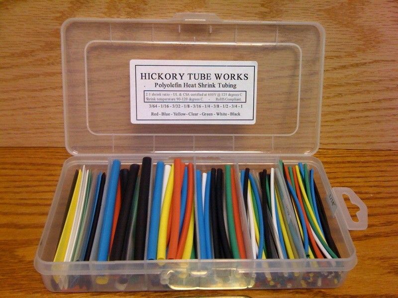Assortment Heat Shrink Tubing 6 sizes 4″ 7 Colors 3/16″