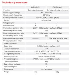 GEYA Over Current Protector Over&Under voltage Protective Device 40A 63A 220V