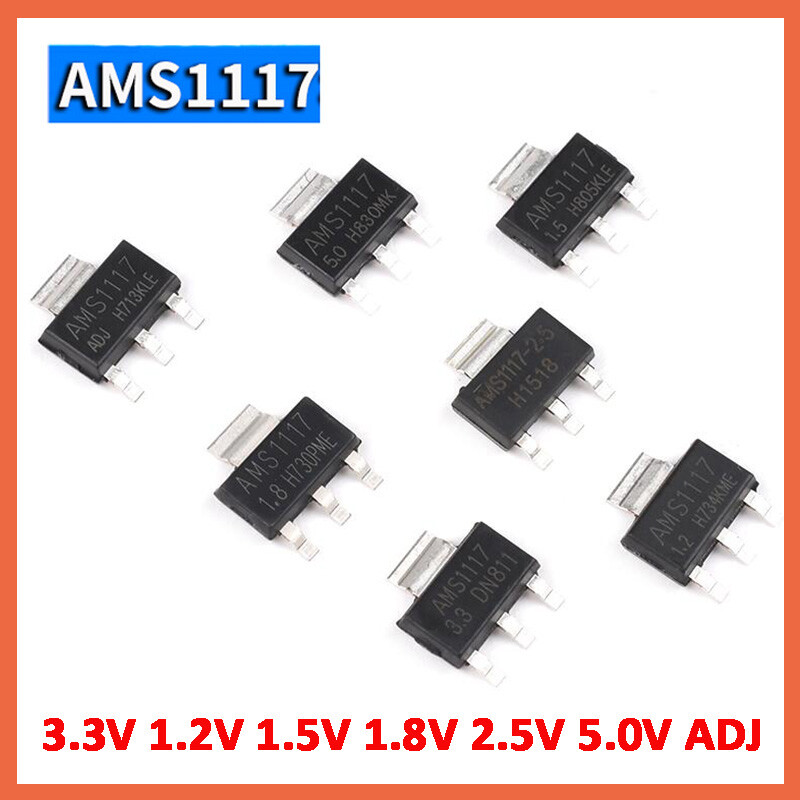 AMS1117 – 3.3V 1.2V 1.5V 1.8V 2.5V 5.0V ADJ Voltage Regulator Chip SOT223 IC