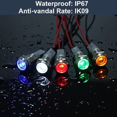 5 Pcs 12mm 110V 220VAC Metal LED Indicator Light 1/2 Mounting Hole Waterproof
