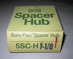 Woods Size 5, 1-1/8″ Bore Spacer Hub, Model 5SC-H x 1-1/8, New