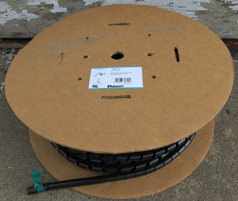 Panduit T75F-C0, 0.75″ x 100′ Weather Resistant Spiral Wrap, Black Polyethylene