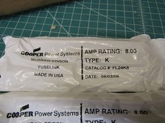 Lot of 7 – Cooper Power Systems FL24K8 FUSELINK 8.00 Amp Type K. New in Packages