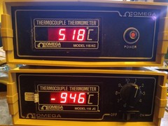 Lot of 2 Omega Thermocouple Thermometer MODEL 115KC + MODEL 115JC NICE W/CORDS