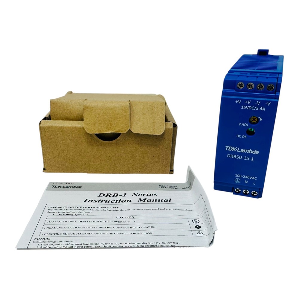 TDK-LAMBDA DRB50-15-1 DIN Rail Power Supplies 51W 115-230VAC 15V 3.4A NEW/NOS