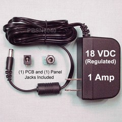 (3) 18 VDC, 1 Amp REGULATED Switching Power Supplies + (6) Power Jacks (2-types)